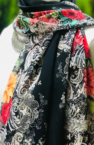 Pattern Chiffon Shawl 60933-01 Black 60933-01