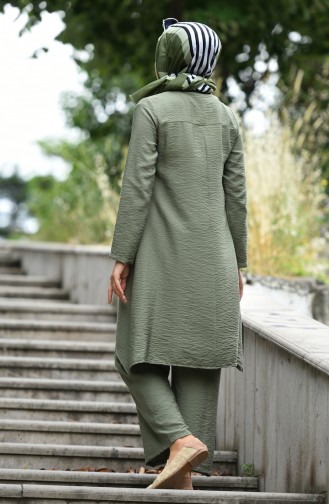 Aerobin Kumaş Asimetrik Tunik Pantolon İkili Takım 6341-03 Haki