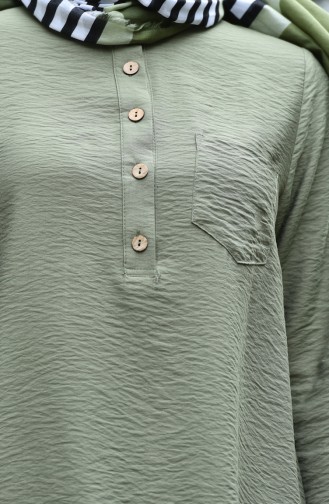 Aerobin Kumaş Asimetrik Tunik Pantolon İkili Takım 6341-03 Haki