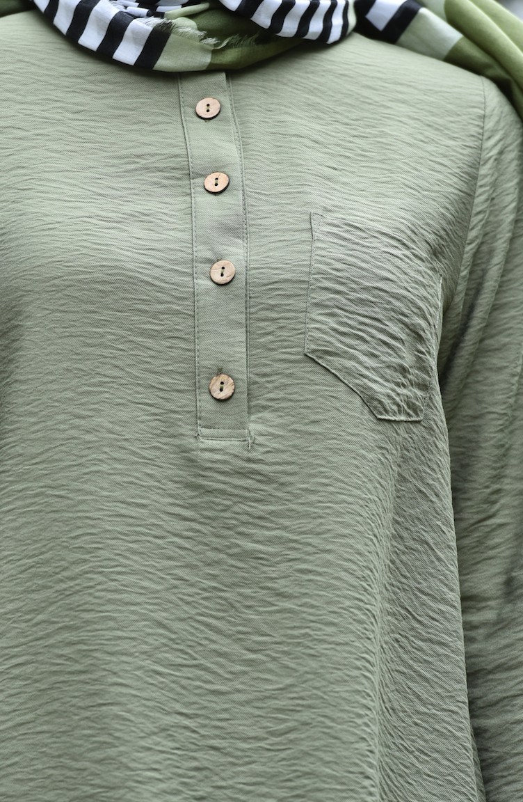Aerobin Kumaş Asimetrik Tunik Pantolon İkili Takım 6341-03 Haki