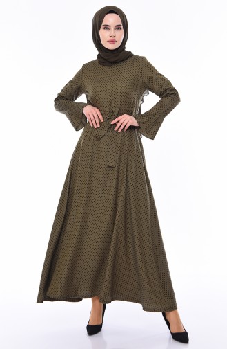 Khaki Hijab Dress 5530-03