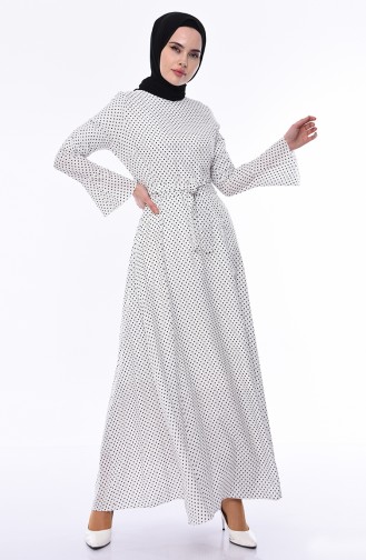 White Hijab Dress 5530-04