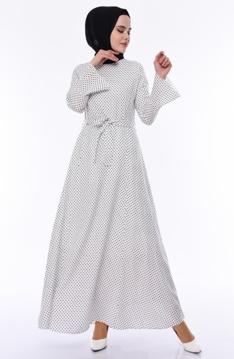 White Hijab Dress 5530-04