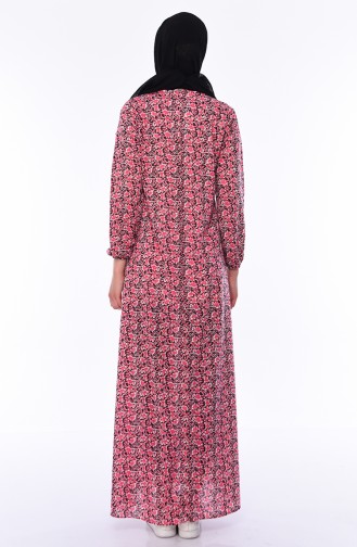 فستان بتصميم مطبع 2560M-01 لون زهري 2560M-01