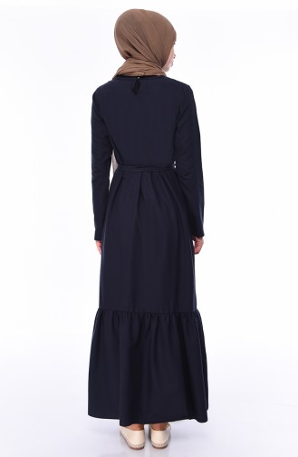 Navy Blue Hijab Dress 6009B-01