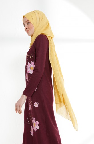 Robe İmprimée de Fleurs 5041-12 Plum 5041-12