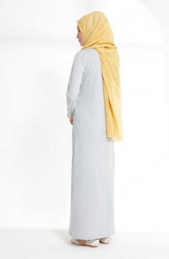 فستان محاك بخيطين بتصميم مورّد 5008-02 لون رمادي 5008-02