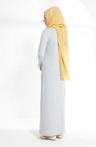 Robe İmprimée de Fleurs 5041-11 Gris 5041-11