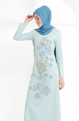 فستان محاك بخيطين بتصميم مورّد 5008-09 لون اخضر 5008-09