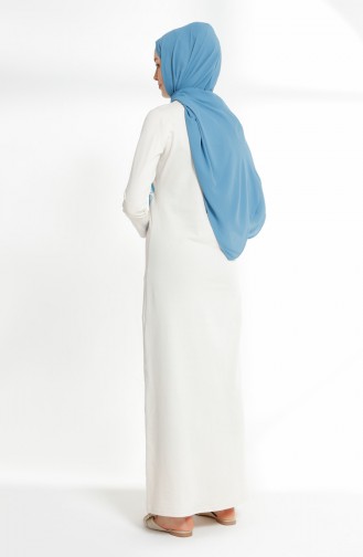 فستان محاك بخيطين بتصميم مورّد5008-11 لون بيج فاتح 5008-11