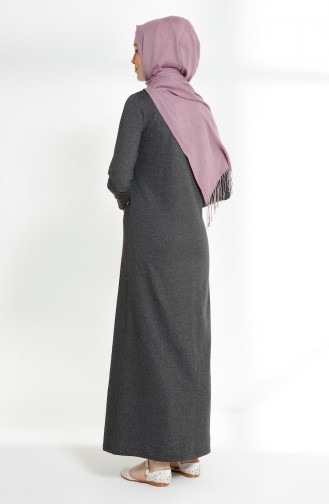 فستان محاك بخيطين بتصميم مورّد 5008-13 لون اسود مائل للرمادي 5008-13