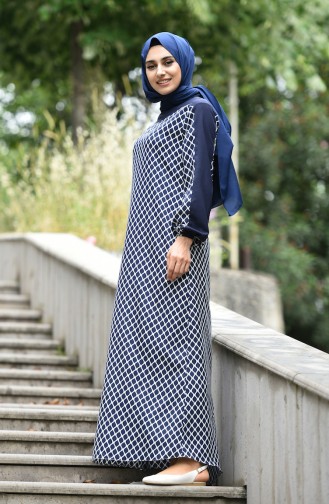 Dunkelblau Hijab Kleider 10134-08