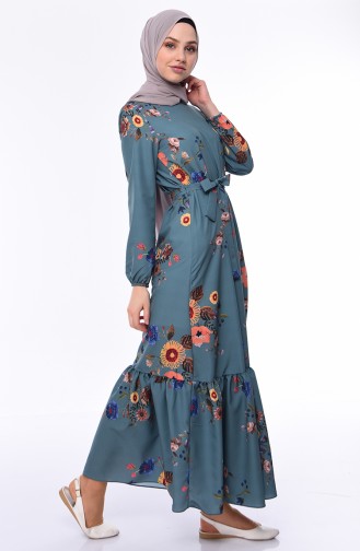 فستان أخضر زمردي 5007-03