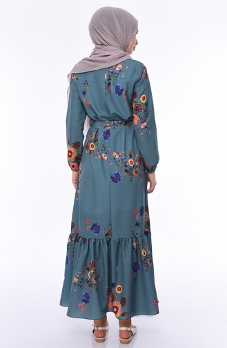 Smaragdgrün Hijab Kleider 5007-03