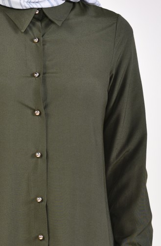 Buttoned Viscose Tunic 3019-01 dark Green 3019-01