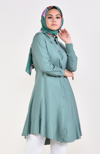 Buttoned Viscose Tunic 3019-05 Green 3019-05