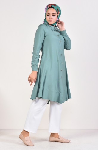 Buttoned Viscose Tunic 3019-05 Green 3019-05