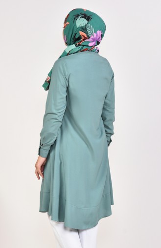 Buttoned Viscose Tunic 3019-05 Green 3019-05