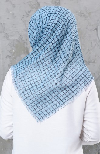 Square Patterned Flamed Cotton Scarf  2123-23 Almond Green 2123-23
