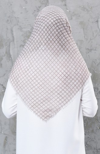 Kare Desenli Flamlı Cotton Eşarp 2123-26 Toz Pembe 2123-26