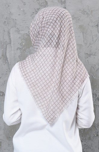 Kare Desenli Flamlı Cotton Eşarp 2123-26 Toz Pembe