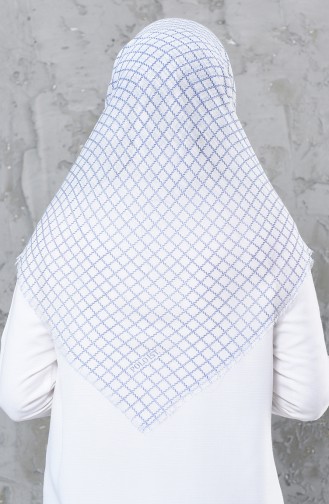 Square Patterned Flamed Cotton Scarf 2123-30 Light Blue 2123-30