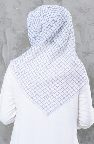Square Patterned Flamed Cotton Scarf 2123-30 Light Blue 2123-30