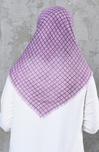 Square Patterned Flamed Cotton Scarf  2123-31 Lilac 2123-31
