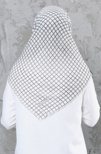 Square Patterned Flamed Cotton Scarf  2123-32 Cream Black 2123-32