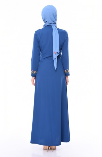 Abaya Brodée 9047-02 İndigo 9047-02