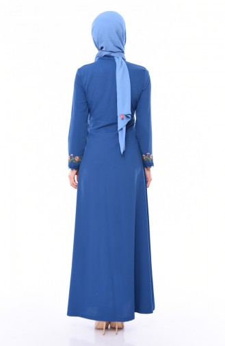 Embroidered Summer Abaya  9047-02 Indigo 9047-02