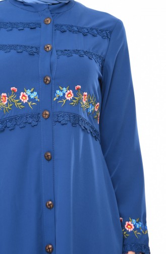 Embroidered Summer Abaya  9047-02 Indigo 9047-02