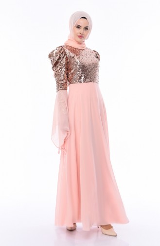 Sequined Evening Dress 1604-01 Powder 1604-01