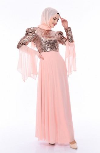 Sequined Evening Dress 1604-01 Powder 1604-01