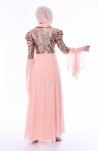 Sequined Evening Dress 1604-01 Powder 1604-01