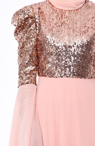 Sequined Evening Dress Salmon 0003-02