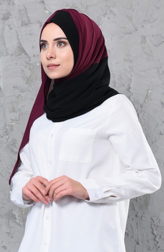 Two Color Practical Chiffon Shawl PS102-14-18 Black Plum 102-14-18