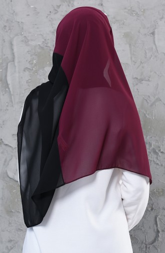 شال شيفون عملي بتصميم مُزدج اللون PS102-14-18 لون أسود و أرجواني 102-14-18