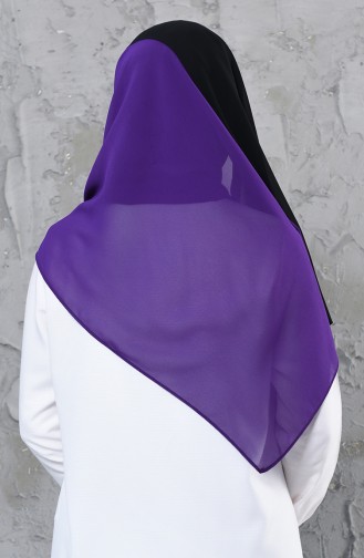 شال شيفون عملي بتصميم مُزدج اللون  PS102-14-20 لون أسود و بنفسجي 102-14-20