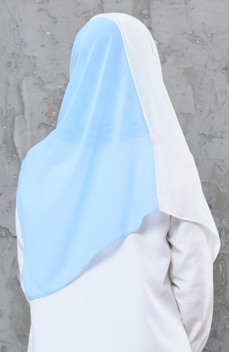 Two Color Practical Chiffon Shawl PS102-27-22 Blue Cream 102-27-22