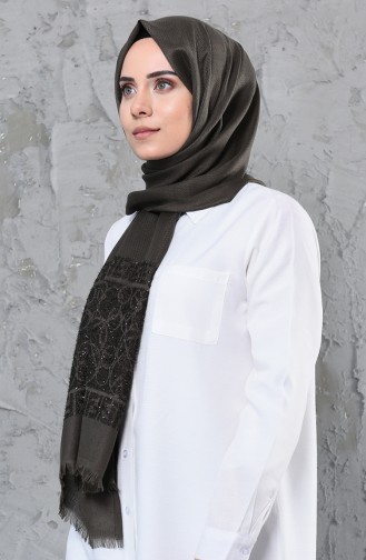 Silvery Cotton Shawl  4335-04 Khaki 4335-04