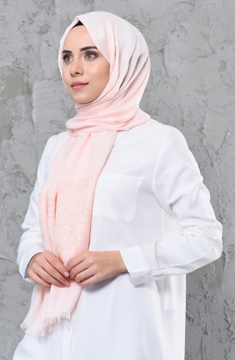 Silvery Cotton Shawl  4335-07 Salmon 4335-07