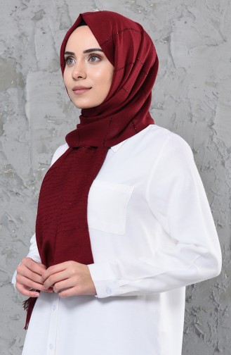 Silvery Cotton Shawl  4348-04 Claret Red 4348-04
