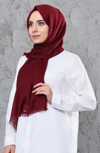 Silvery Cotton Shawl  4348-04 Claret Red 4348-04