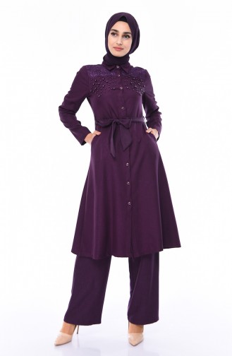 Pearls Tunic Pants Double Suit 9036A-01 Purple 9036A-01