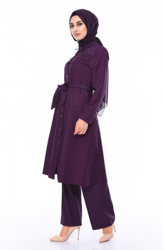 Pearls Tunic Pants Double Suit 9036A-01 Purple 9036A-01