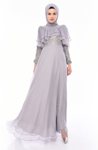 Sequined Evening Dress 12003-07 Gray 12003-07