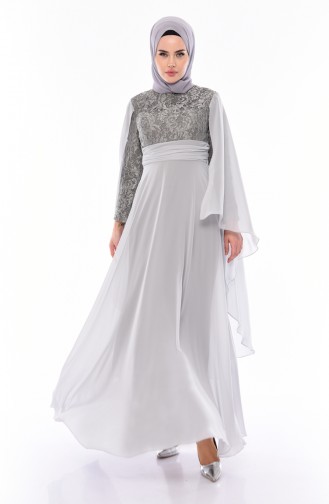 Lace Evening Dress 1603-02 Gray 1603-02