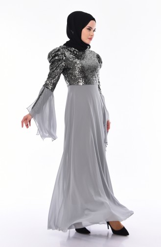 Dunkel-Grau Hijab-Abendkleider 1604-02
