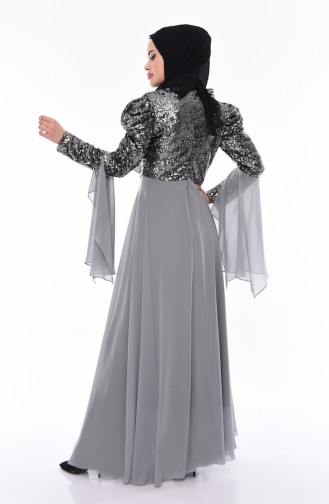 Dunkel-Grau Hijab-Abendkleider 1604-02